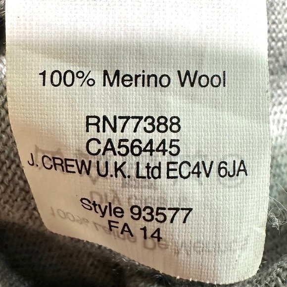 J CREW 100% Merino Wool Gray Crewneck Sweater 3/4 Sleeve Sz M Preppy Minimalist - Picture 7 of 7
